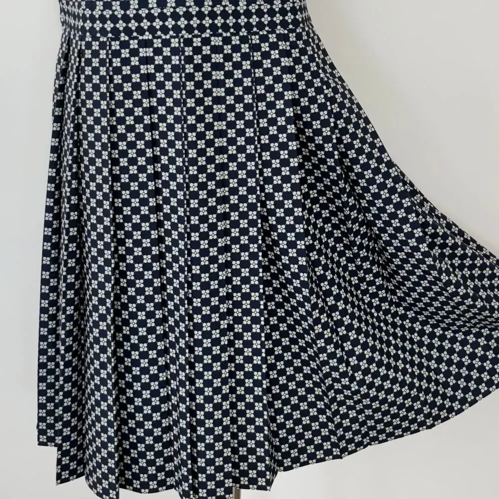 Tory Burch Performance Pleated Golf Dress Sleeveless Navy White Print XL NWOT